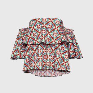 NWOT Caroline Constas Liza Off the Shoulder Tiered Ruffle Top sz M $495.00